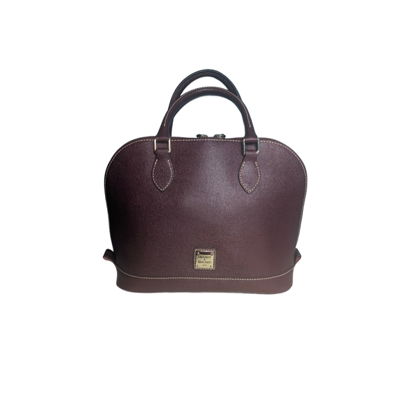 Dooney & Bourke Rich Brown Leather Satchel Two Leather Rolled-Handles - Picture 1 of 9